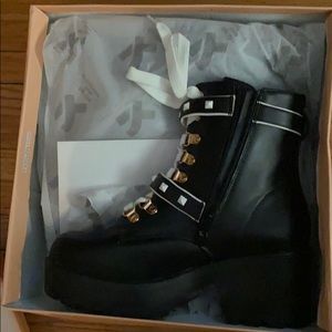 Black combat boots